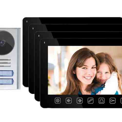 Set videointerfon 4 familii color 7 Inch Ealink