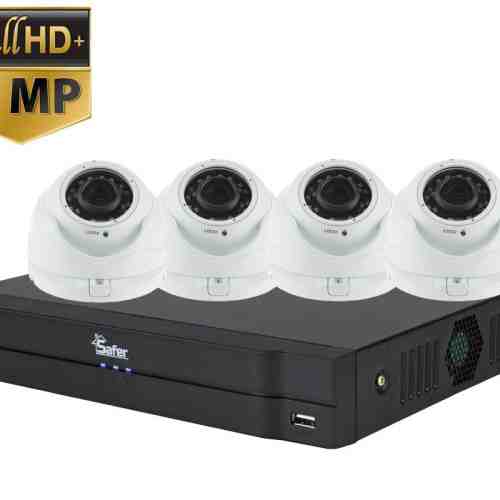 Sistem 4 camere dome varifocale de 3 MP cu pentabrid Safer