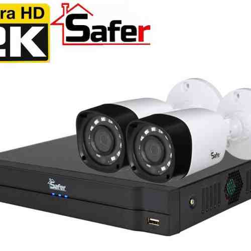 Sistem supraveghere 2 camere exterior 4 MP, IR 20 + DVR pentabrid Safer