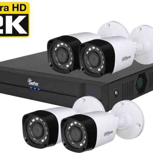 Sistem supraveghere 4 camere exterior 4 MP, IR 20, Dahua + DVR pentabrid 4 canale
