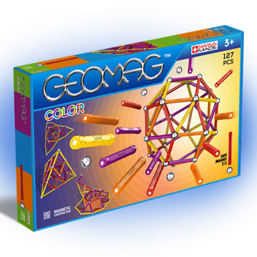 Geomag Color 127 piese - Galben, Portocaliu, Rosu si Mov