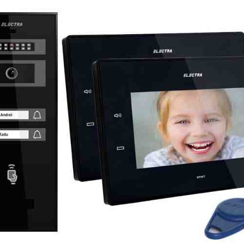 Kit videointerfon Electra 2 familii, monitor 7 inch, montaj aparent