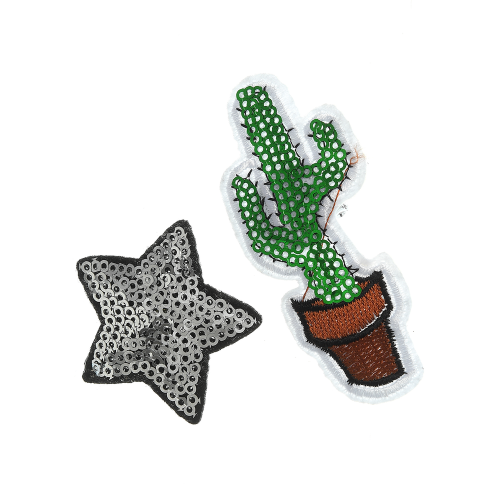 Set 2 insigne brodate, cactus