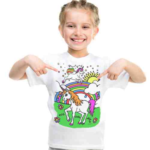 Tricou de colorat cu markere lavabile Unicorni