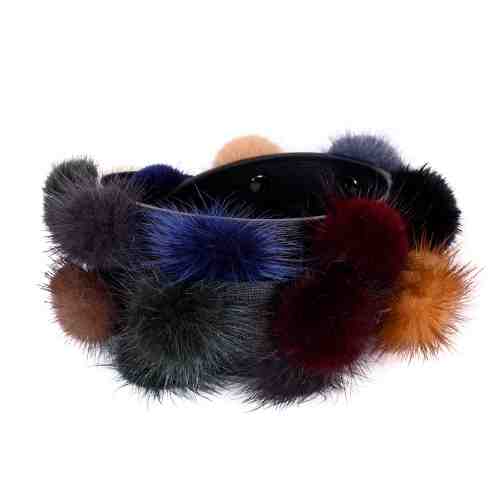 ACCESORIU GEANTA CUREA UMAR POMPOANE MULTICOLORE BLANA PIELE NATURALA