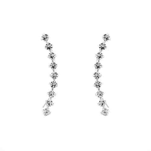 Cercei Argint 925 Clear Crystal Bar Ear Pin