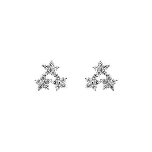 Cercei Argint 925 Trio Zirconia Flowers