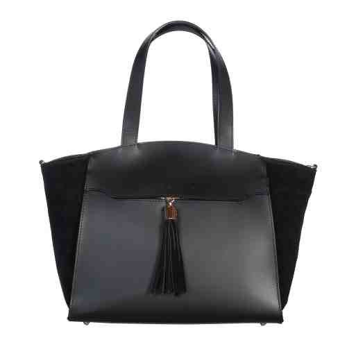 GEANTA DAMA NEAGRA COMBINATA PIELE NATURALA INTOARSA TINA