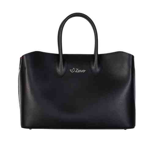 GEANTA DAMA NEAGRA CU INTERIOR ROSU PIELE NATURALA LARA