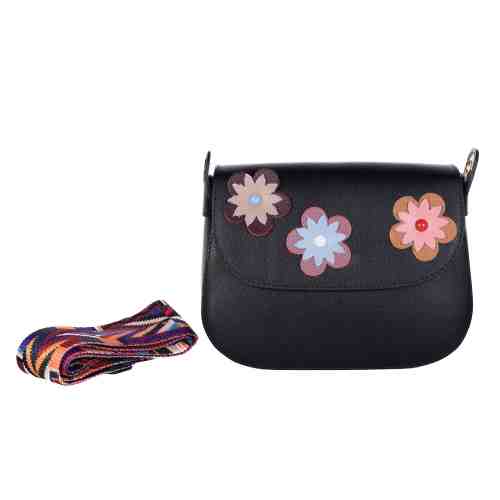 GEANTA DAMA NEAGRA FLORICELE PIELE NATURALA EMA
