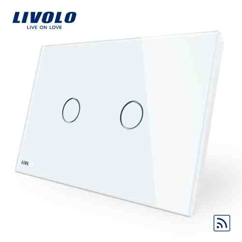 Intrerupator dublu wireless cu touch Livolo din sticla &#8211; standard italian