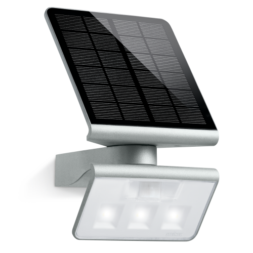 Lampa cu senzor XSolar L-S LED Steinel, aplica de perete, lampa solara de exterior, senzor miscare 140&deg; infrarosu, 8m,150 lm, IP44, (argintiu)