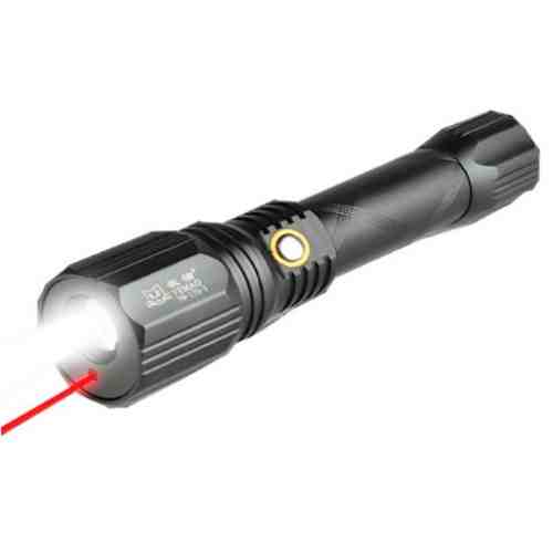 Lanterna Led si Laser UV Reincarcabila Lumina Alba Laser Rosu 550 Lumeni 10W Acumulator Inclus