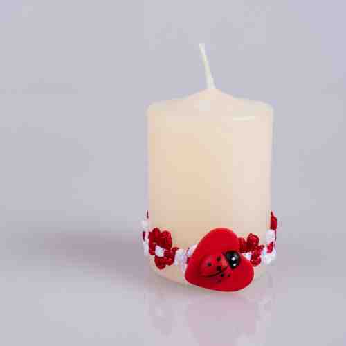 Lumânare decorativă cu bandă tricotată - Cod: HM1001