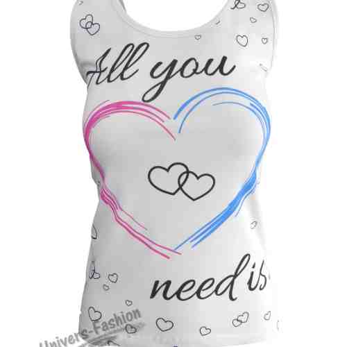Maiou damă - alb cu imprimeu All you need is"