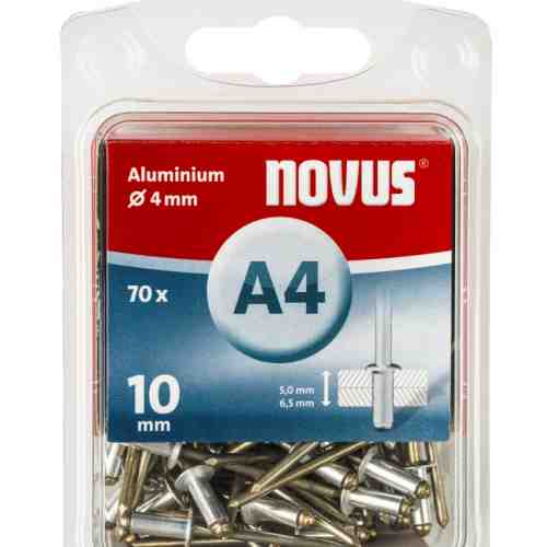 Nituri pop (nituri oarbe) Aluminiu &Oslash; 4x10 mm 70 buc Novus A4 pentru nituire cu cleste nituri