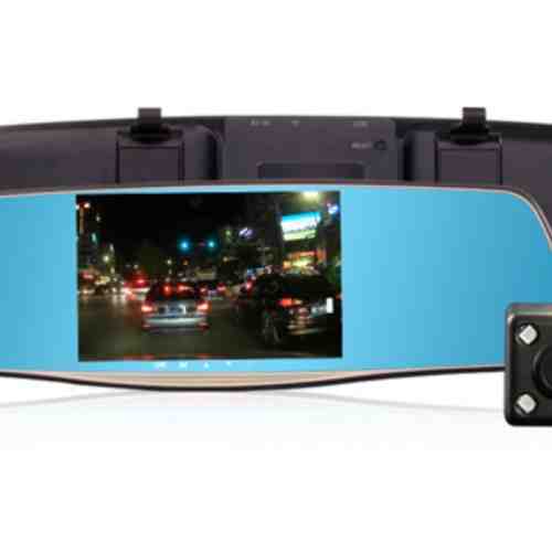 Oglinda Camera Video Auto L808 DVR FullHD Dubla cu Ecran 5 inchi Touch Screen si Unghi de 170°