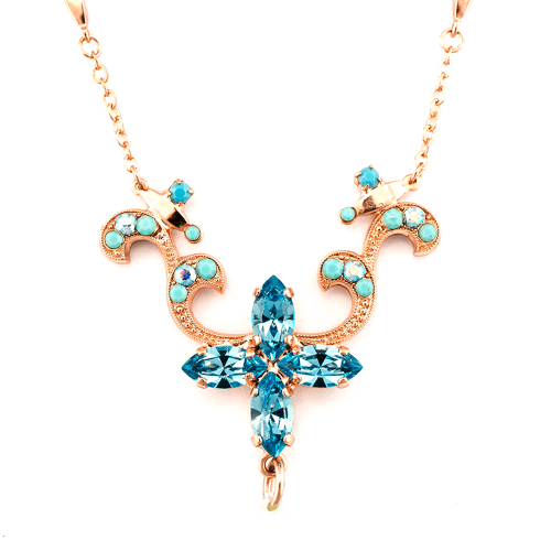 Pandantiv cu lant Cindy placat cu aur 24K | 5534-2677RG