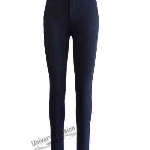 Pantalon damă - albastru cu 2 buzunare laterale și curea - efect push-up