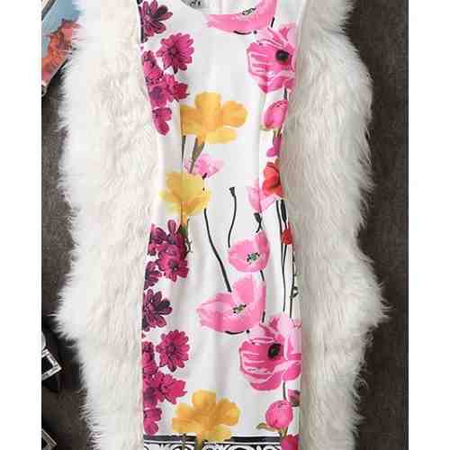 Rochie cu imprimeuri Hellen alb multicolor