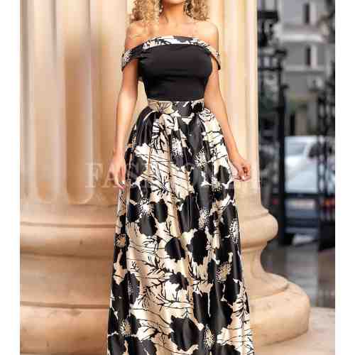 Rochie Vanda neagra cu imprimeuri
