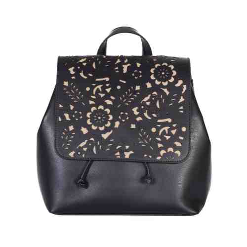 RUCSAC DAMA NEGRU PIELE NATURALA PALMELATO PRINT LASER TERESA