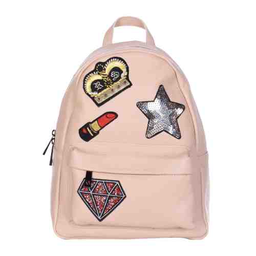 RUCSAC DAMA ROZ STICKERE PIELE NATURALA LOREDANA