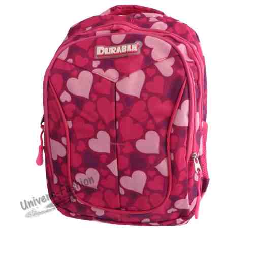 Rucsac Durable" pentru fetiţă - fucsia cu inimi roz și roșu"
