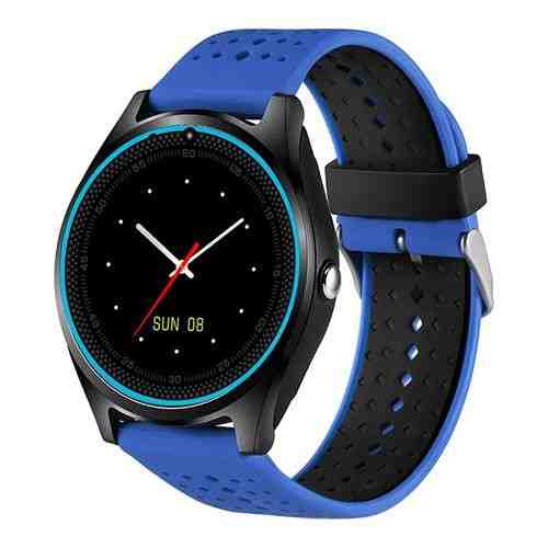 SMARTWATCH BLUETOOTH V9 ALBASTRU MTK COMPATIBIL SIM SI MICROSD CU CAMERA