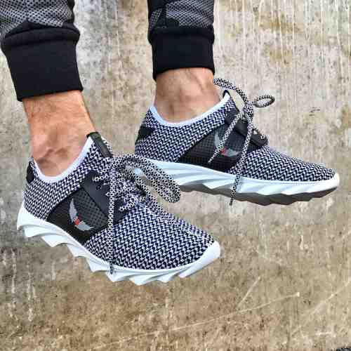 Adidasi pentru barbati, alb, cu siret, din material textil, usori, talpa din spuma - george