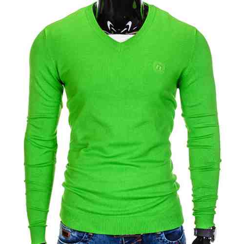 Bluza pentru barbati, din bumbac, verde, casual slim fit - E74