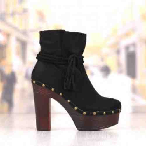 Botine Dama Negre Cu Toc Gros Cod: 423p (CULOARE: Negru, DIMENSIUNE TOC: 12, MARIME: 38)
