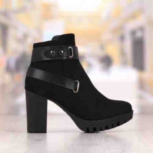 Botine Dama Negre Cu Toc Gros Cod: 452p (CULOARE: Negru, DIMENSIUNE TOC: 9, MARIME: 40)