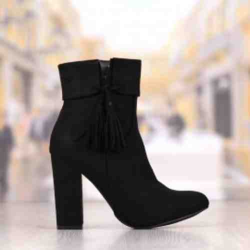 Botine Dama Negre Cu Toc Gros Cod: 466P (CULOARE: Negru, DIMENSIUNE TOC: 9, MARIME: 40)