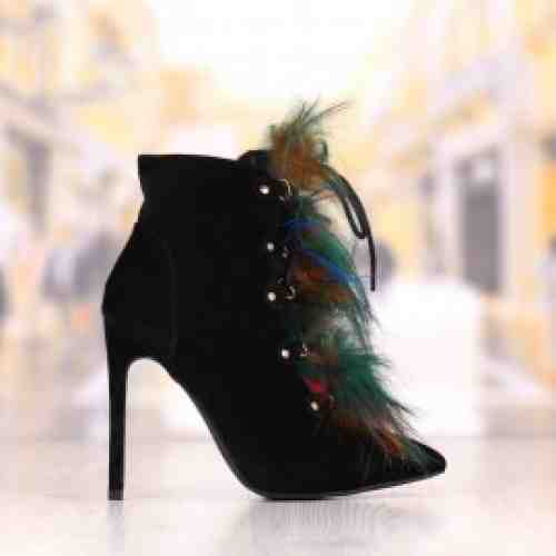 Botine Dama Negre Cu Toc Subtire Cod: 421P (CULOARE: Negru, DIMENSIUNE TOC: 11, MARIME: 37)