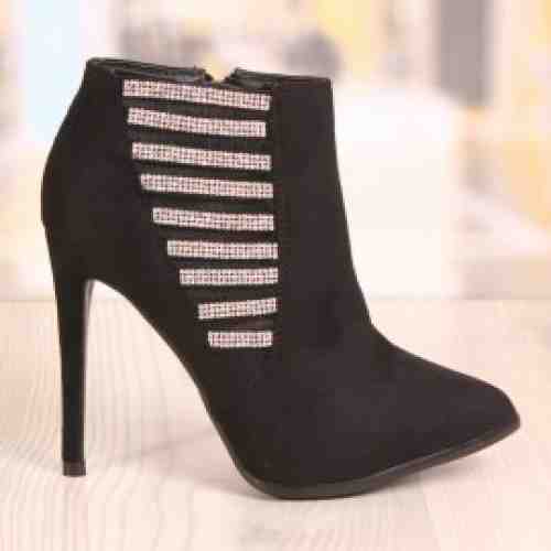Botine Dama Swarovski Negre Cod: 837 (CULOARE: Negru, DIMENSIUNE TOC: 11, MARIME: 40)