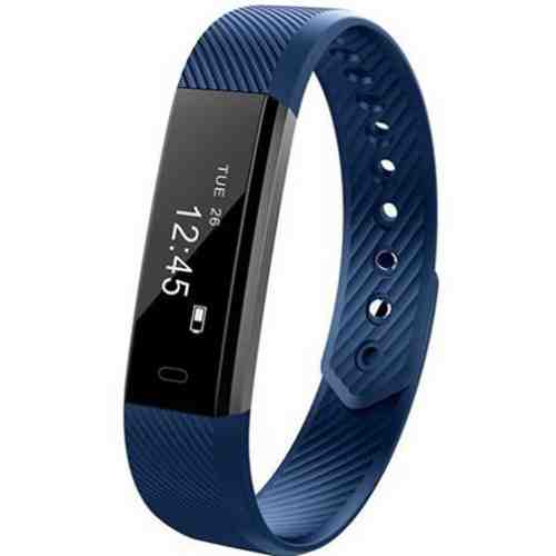 Bratara Fitness iUni ID115 Plus, Display OLED, Bluetooth, Pedometru, Monitorizare puls, Notificari, Android si iOS, Albastru