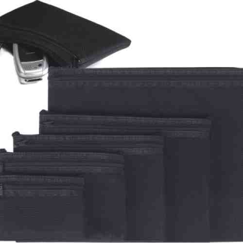 Buzunar buretat A7, cu fermoar textil negru, EXITON