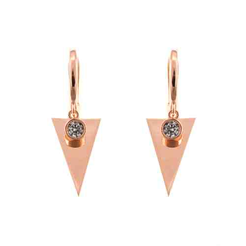 Cercei Argint 925, placati cu aur roz 18K, Hanging Filled Triangles & CZ