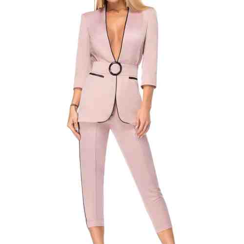 Compleu BBY roz pudrat cu detalii negre