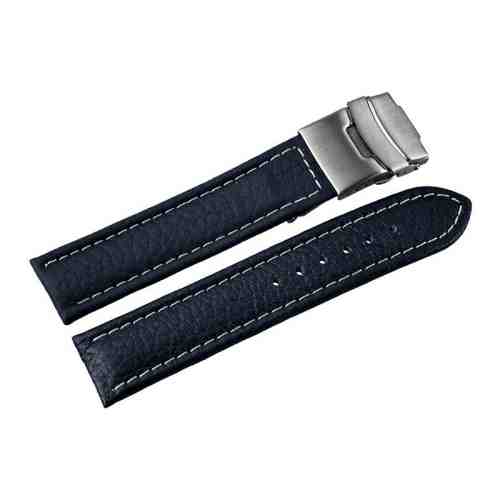 Curea Ceas Piele Naturala Albastra Deployant Cusatura Alba 16mm - 24mm 816230200124