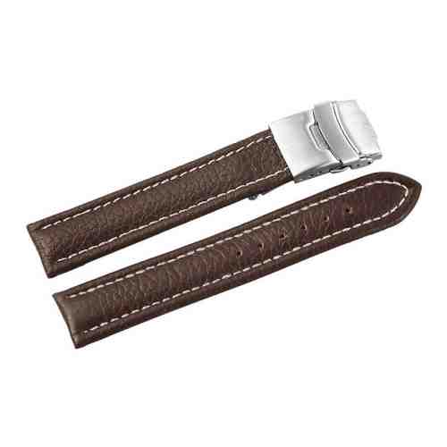 Curea Ceas Piele Naturala Maro Deployant Cusatura Alba 16mm - 24mm 816270200118