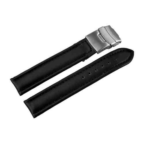 Curea Ceas Piele Naturala Neagra Semilucioasa Deployant 16mm - 24mm 816210100018