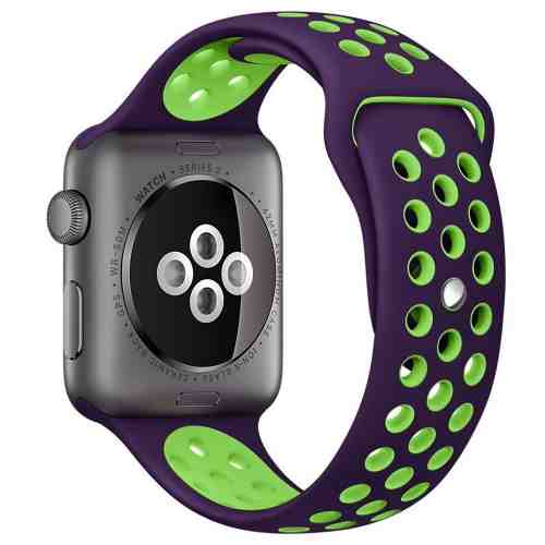 Curea pentru Apple Watch 38 mm Silicon Sport iUni Purple-Green