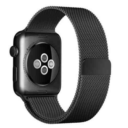 Curea pentru Apple Watch 42mm Otel Inoxidabil iUni Space Black Milanese Loop