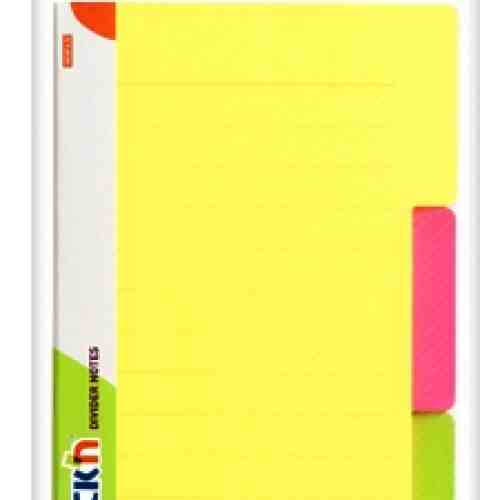 Divider notes autoadeziv cu 3 separatoare, 148 x 98 mm, 60 file, Stickn - 3 culori neon"