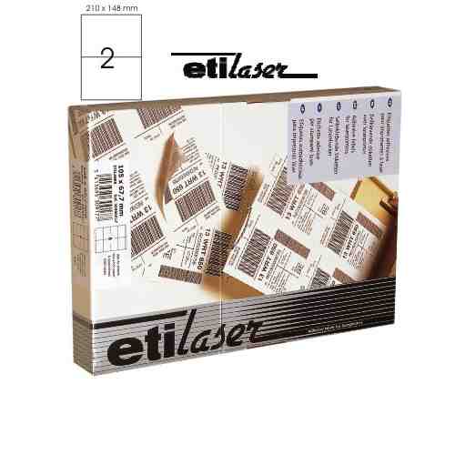 Etichete autoadezive 2/A4, 210 x 148,5 mm, 200 coli/top, ETILASER - albe