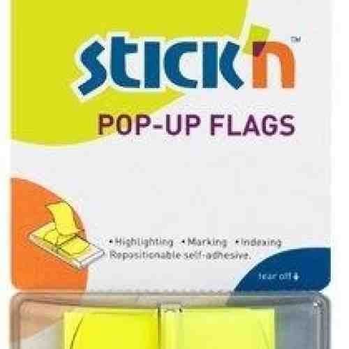 Film index autoadeziv 45 x 25mm, 50 file/set, cu dispenser, Stick"n Pop-up - galben