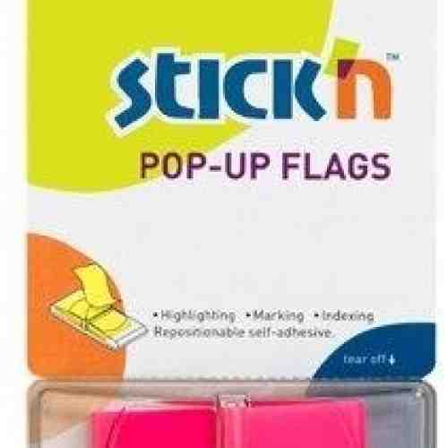 Film index autoadeziv 45 x 25mm, 50 file/set, cu dispenser, Stick"n Pop-up - magenta