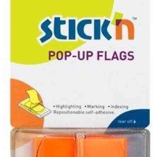 Film index autoadeziv 45 x 25mm, 50 file/set, cu dispenser, Stick"n Pop-up - portocaliu